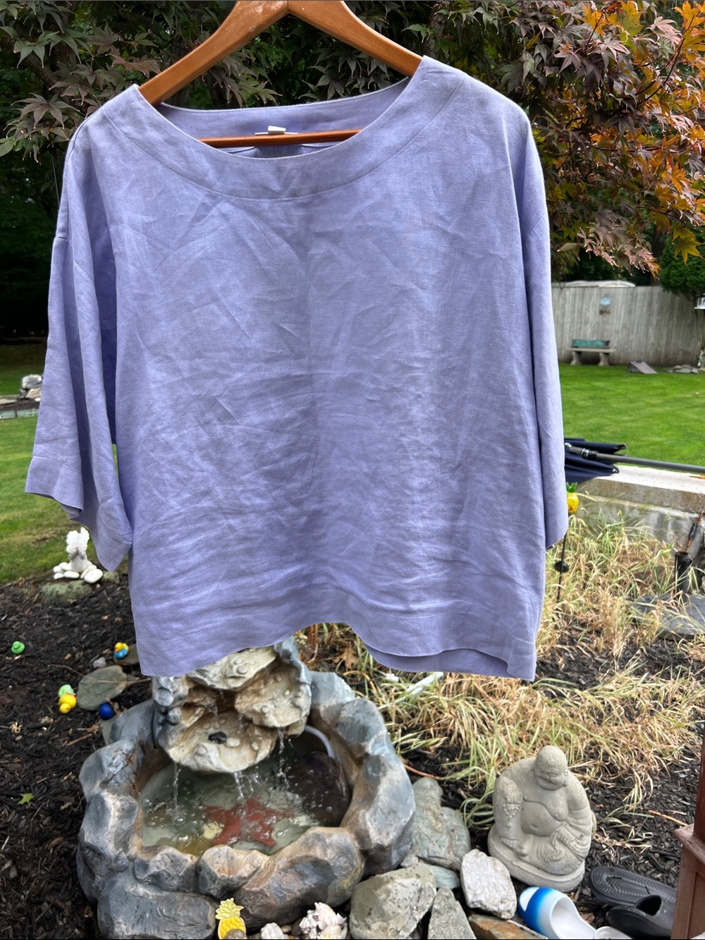 Women's Light Lavender Boatneck Linen-Blend Top